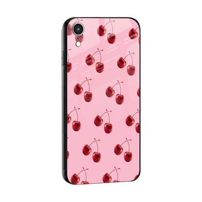 Cherries sleek iphone xr cover with tempered glass back and TPU edges