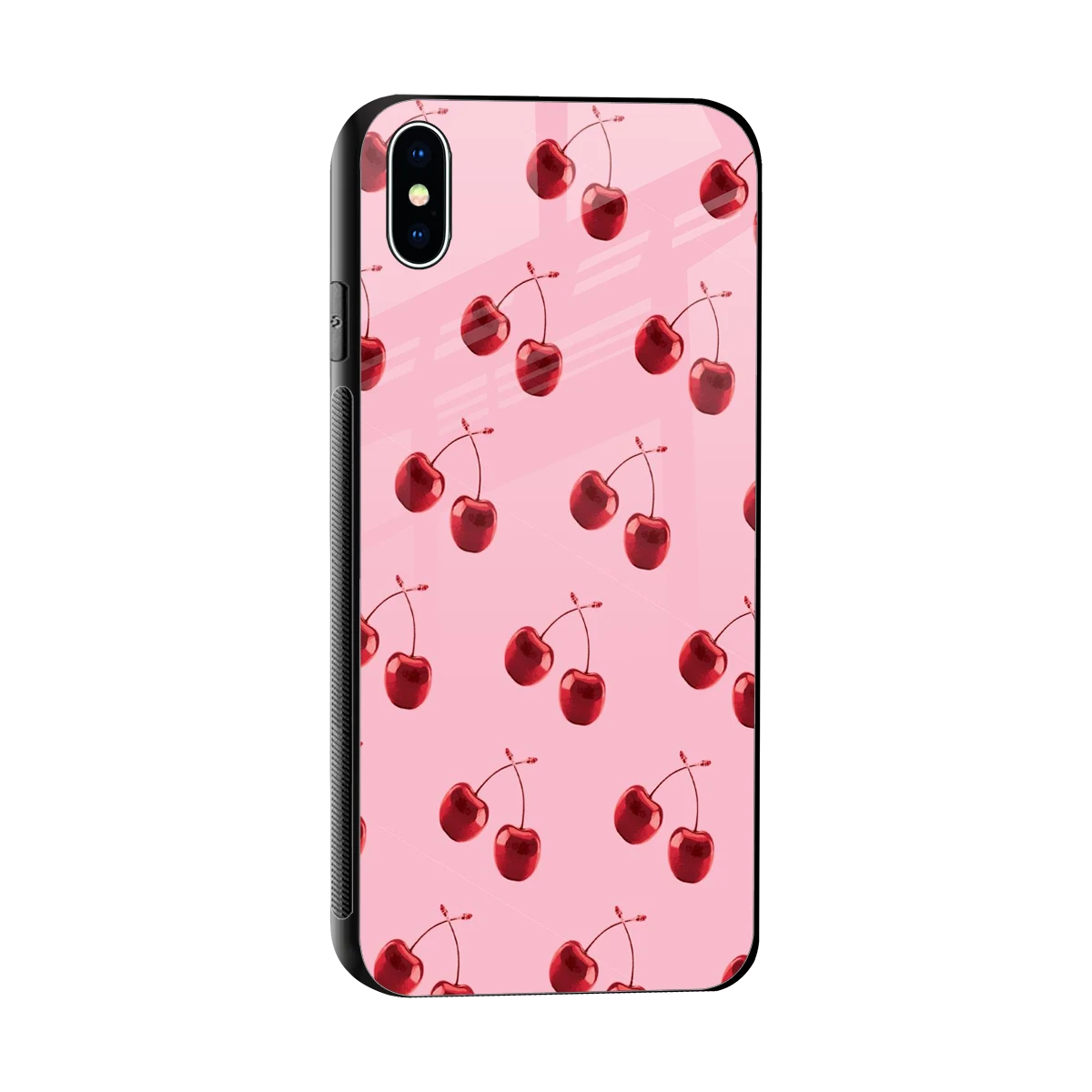 Cherries sleek iphone xs max cover with tempered glass back and TPU edges