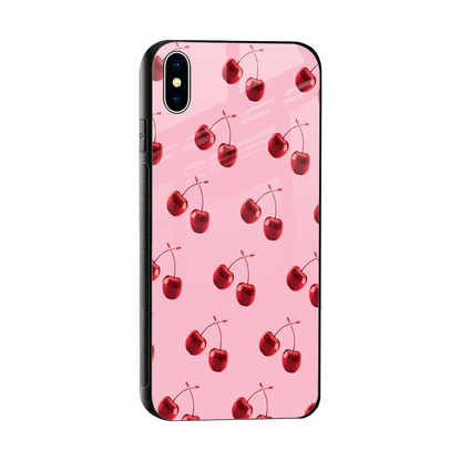 Cherries sleek iphone xs max cover with tempered glass back and TPU edges