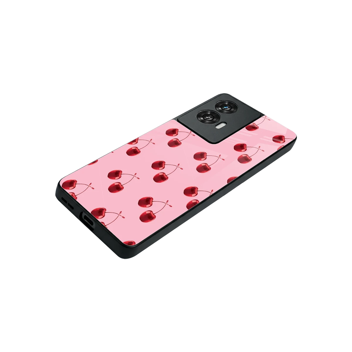 Cherries stylish phone case for motorola edge 50 fusion | glossy glass and slim fit