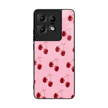 Cherries back phone cover | glass case for motorola edge 50 pro