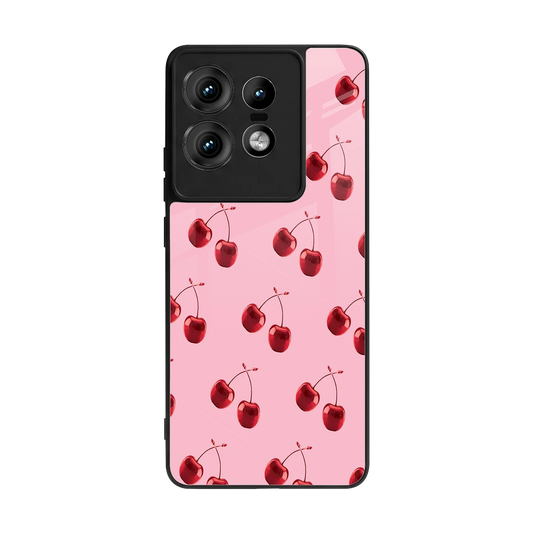 Cherries back phone cover | glass case for motorola edge 50 pro