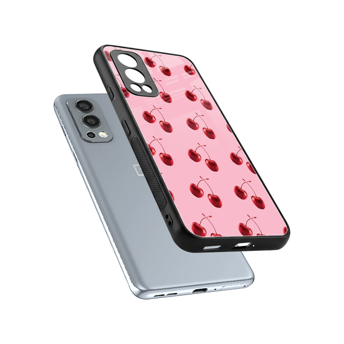 Cherries sleek oneplus nord 2 cover with tempered glass back and TPU edges