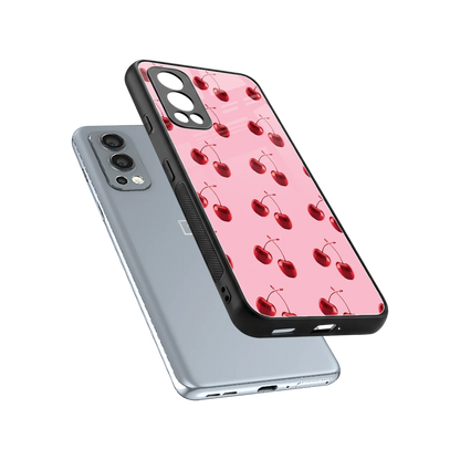 Cherries sleek oneplus nord 2 cover with tempered glass back and TPU edges