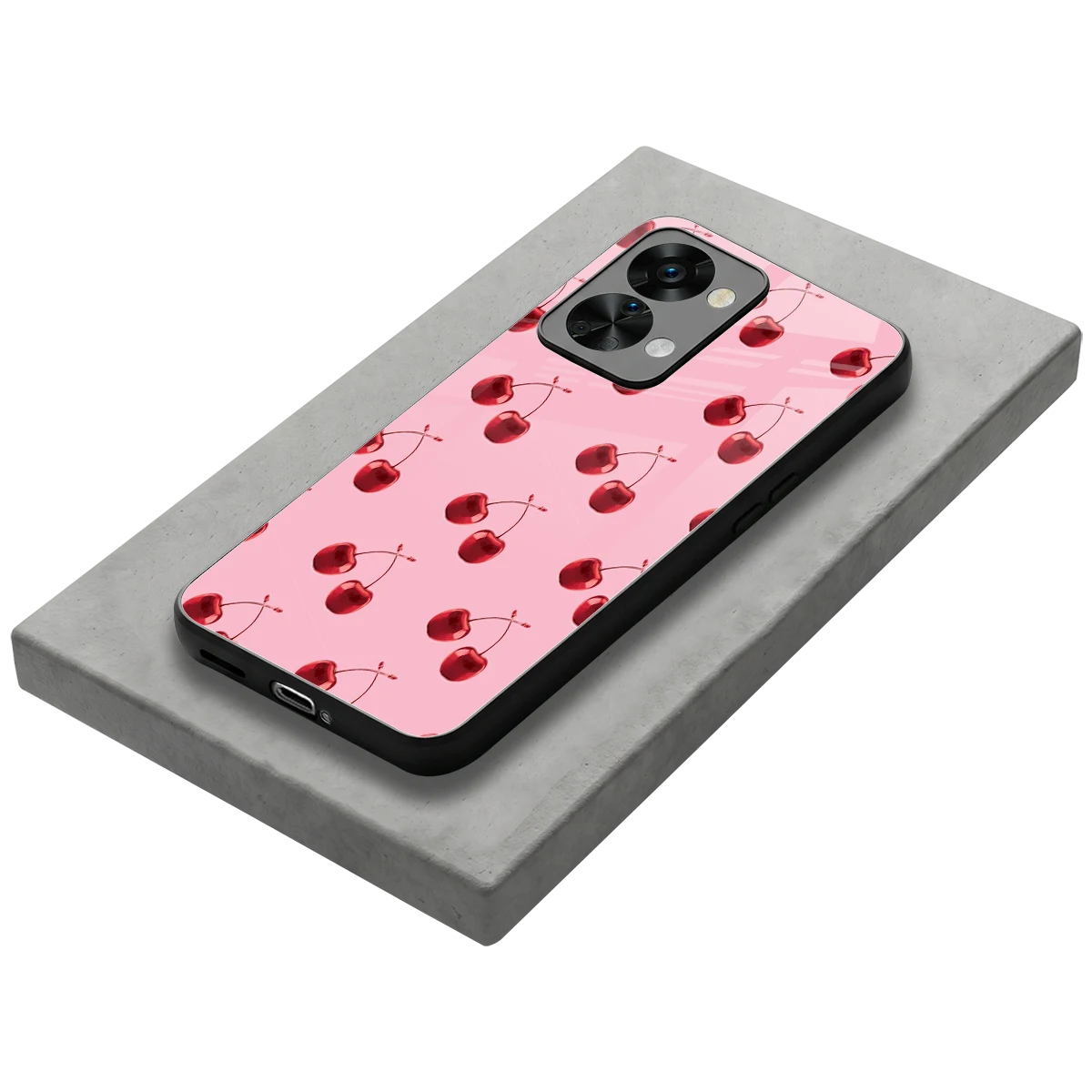 Cherries stylish phone case for oneplus nord 2t | glossy glass and slim fit