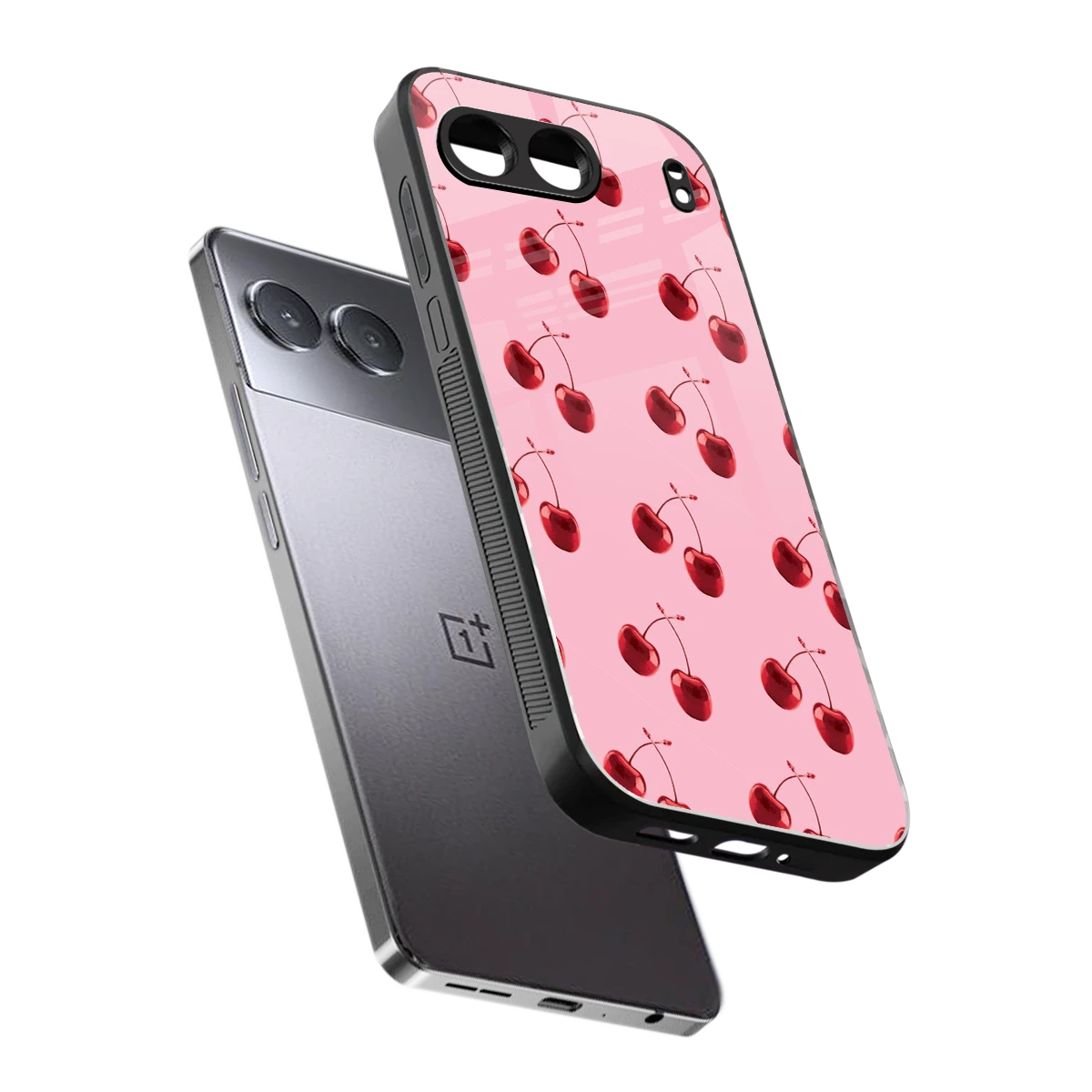 Cherries sleek oneplus nord 4 cover with tempered glass back and TPU edges