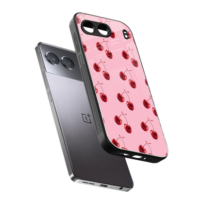 Cherries sleek oneplus nord 4 cover with tempered glass back and TPU edges