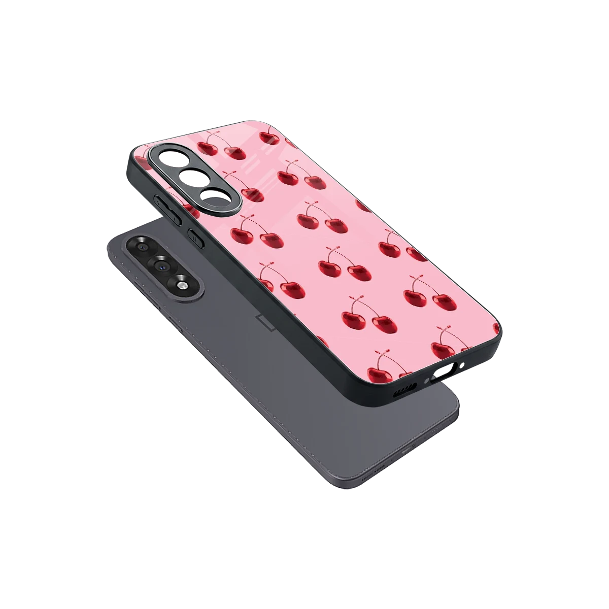 Cherries sleek oneplus nord 5 cover with tempered glass back and TPU edges