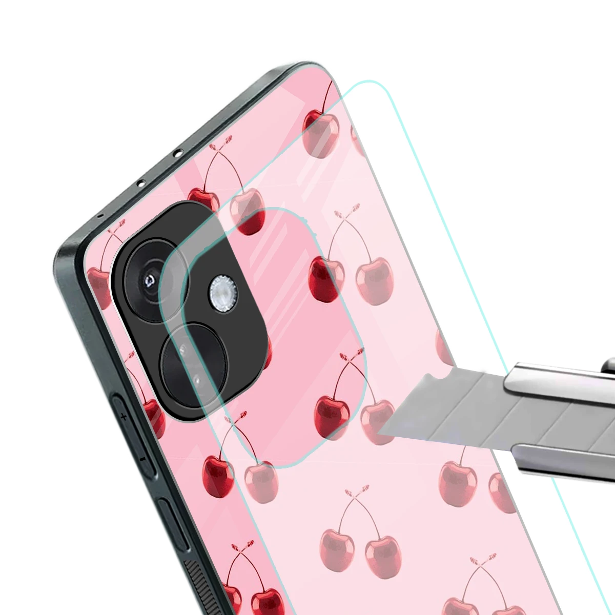 Cherries stylish phone case for oneplus nord ce 3 | glossy glass and slim fit