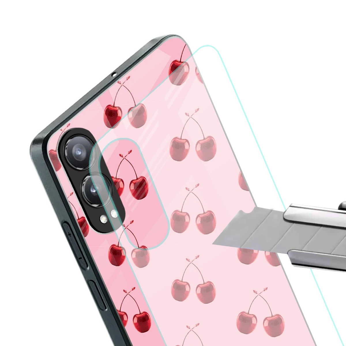 Cherries stylish phone case for oneplus nord ce 4 lite | glossy glass and slim fit