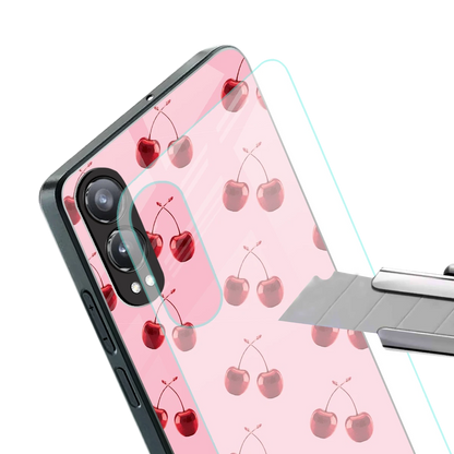 Cherries stylish phone case for oneplus nord ce 4 lite | glossy glass and slim fit