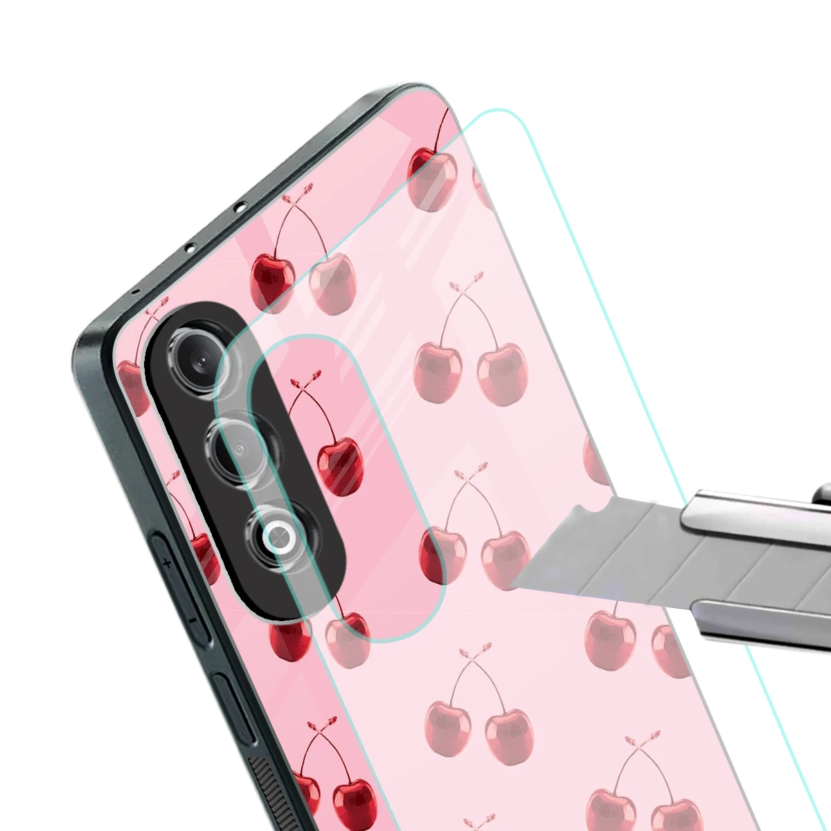 Cherries stylish phone case for oneplus nord ce 4 | glossy glass and slim fit