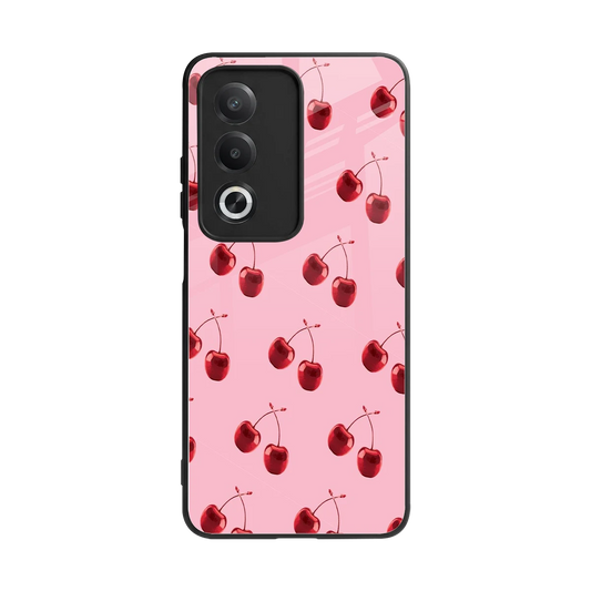Cherries back phone cover | glass case for oppo a3 pro