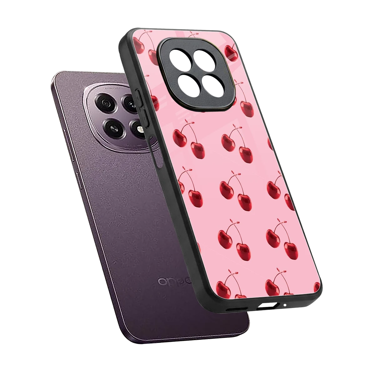 Cherries sleek oppo f29 5g cover with tempered glass back and TPU edges