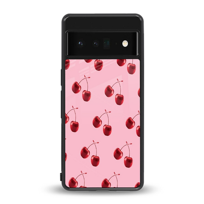 Cherries back phone cover | glass case for google pixel 6 pro