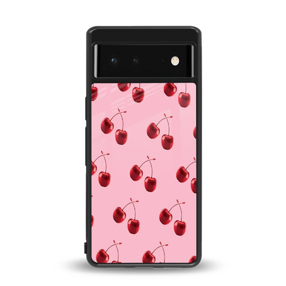 Cherries back phone cover | glass case for google pixel 6