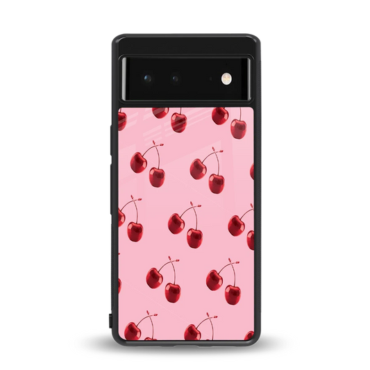 Cherries back phone cover | glass case for google pixel 6a