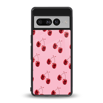 Cherries back phone cover | glass case for google pixel 7 pro
