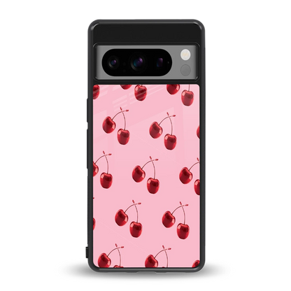 Cherries back phone cover | glass case for google pixel 8 pro
