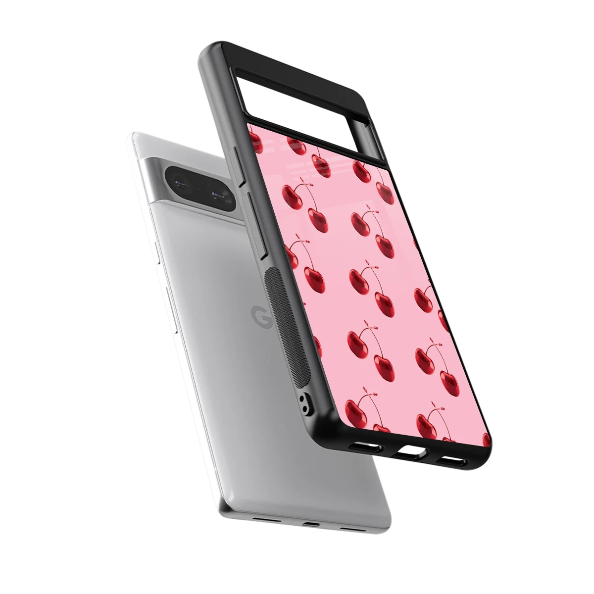 Cherries sleek google pixel 8 cover with tempered glass back and TPU edges