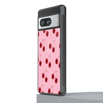 Cherries stylish phone case for google pixel 8 | glossy glass and slim fit
