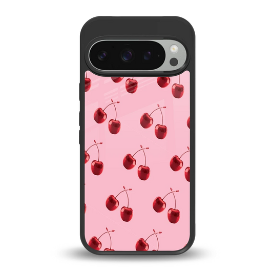 Cherries back phone cover | glass case for google pixel 9 pro