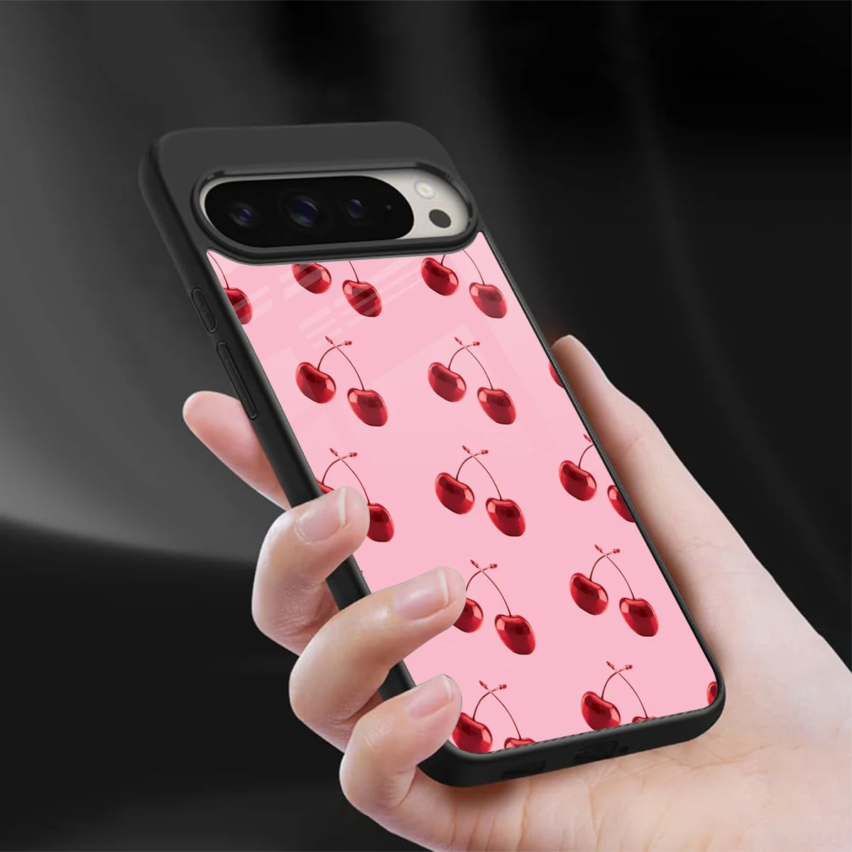 Cherries sleek google pixel 9 pro xl cover with tempered glass back and TPU edges