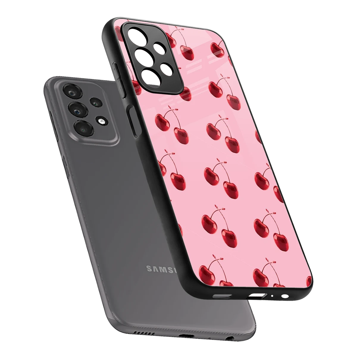 Cherries sleek samsung galaxy a23 cover with tempered glass back and TPU edges
