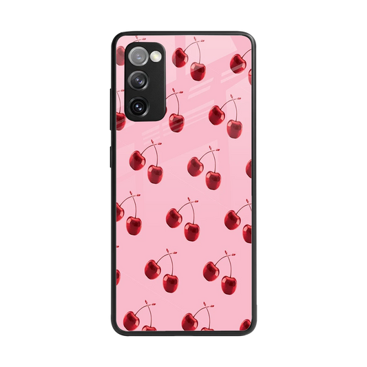 Cherries back phone cover | glass case for samsung galaxy s20 fe
