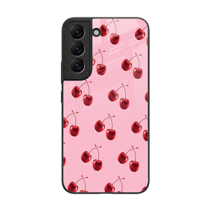 Cherries back phone cover | glass case for samsung galaxy s22