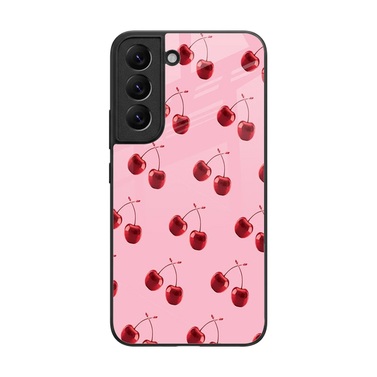 Cherries back phone cover | glass case for samsung galaxy s22