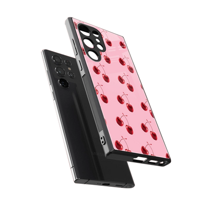 Cherries sleek samsung galaxy s24 ultra cover with tempered glass back and TPU edges