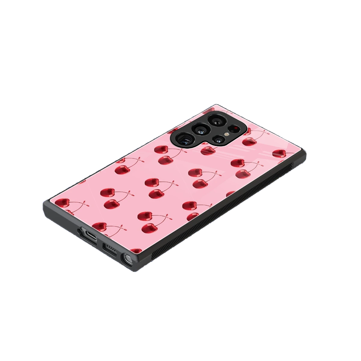 Cherries stylish phone case for samsung galaxy s24 ultra | glossy glass and slim fit