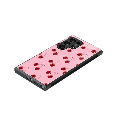 Cherries stylish phone case for samsung galaxy s24 ultra | glossy glass and slim fit