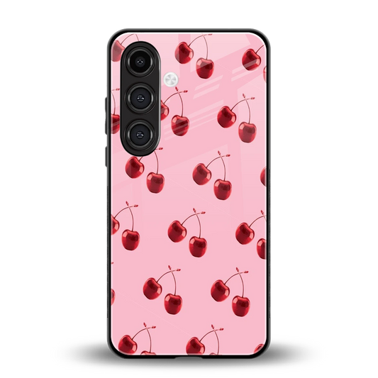Cherries back phone cover | glass case for samsung galaxy s25 plus