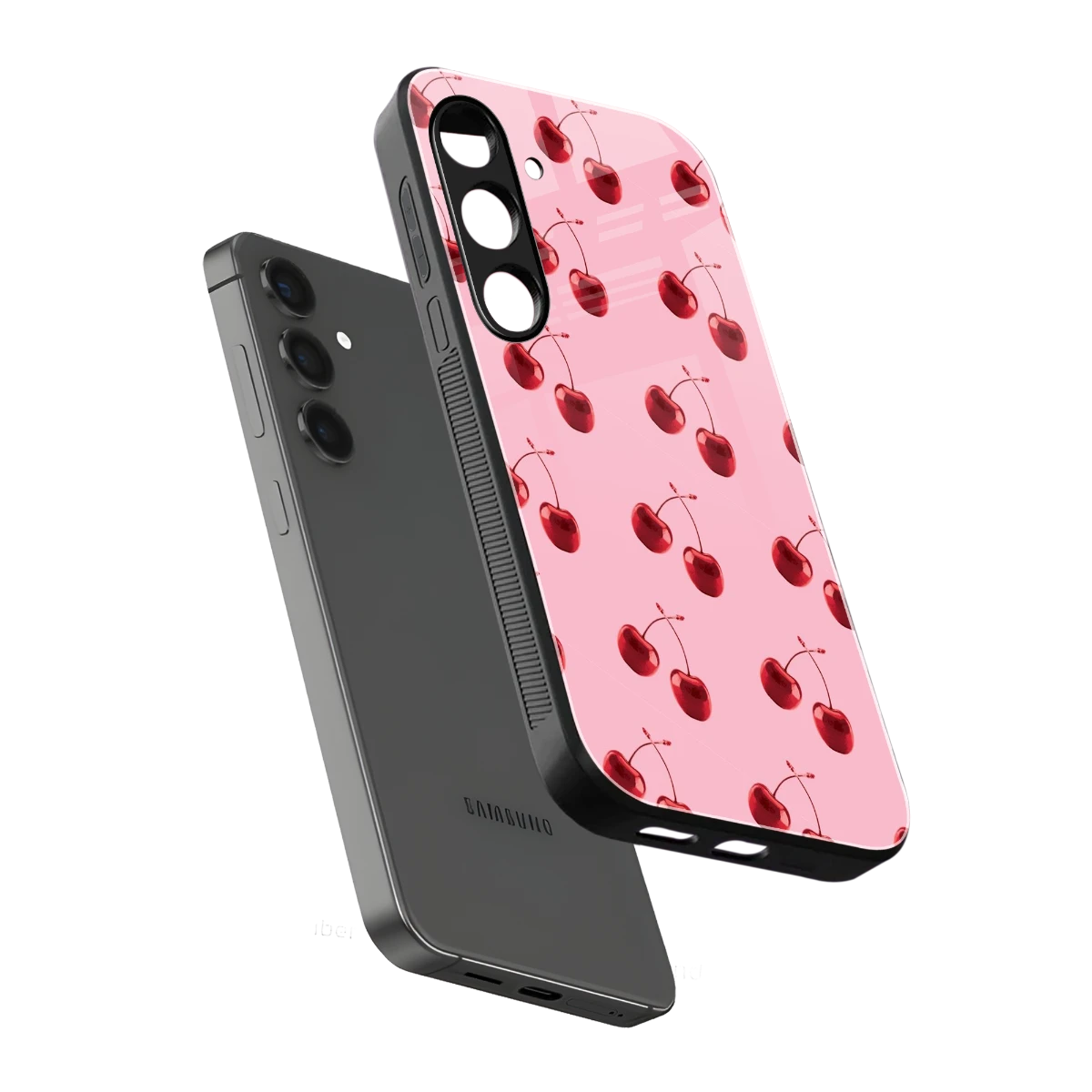 Cherries sleek samsung galaxy s25 cover with tempered glass back and TPU edges