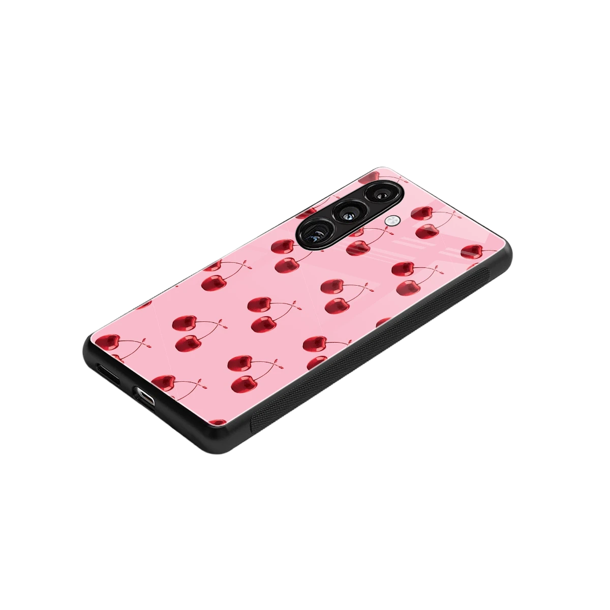 Cherries stylish phone case for samsung galaxy s25 plus | glossy glass and slim fit
