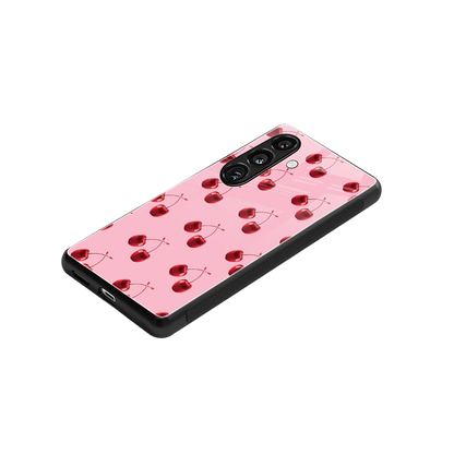 Cherries stylish phone case for samsung galaxy s24 | glossy glass and slim fit