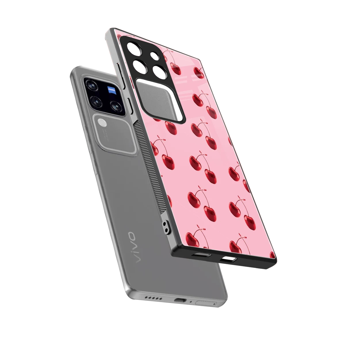 Cherries sleekvivo v30 pro cover with tempered glass back and TPU edges