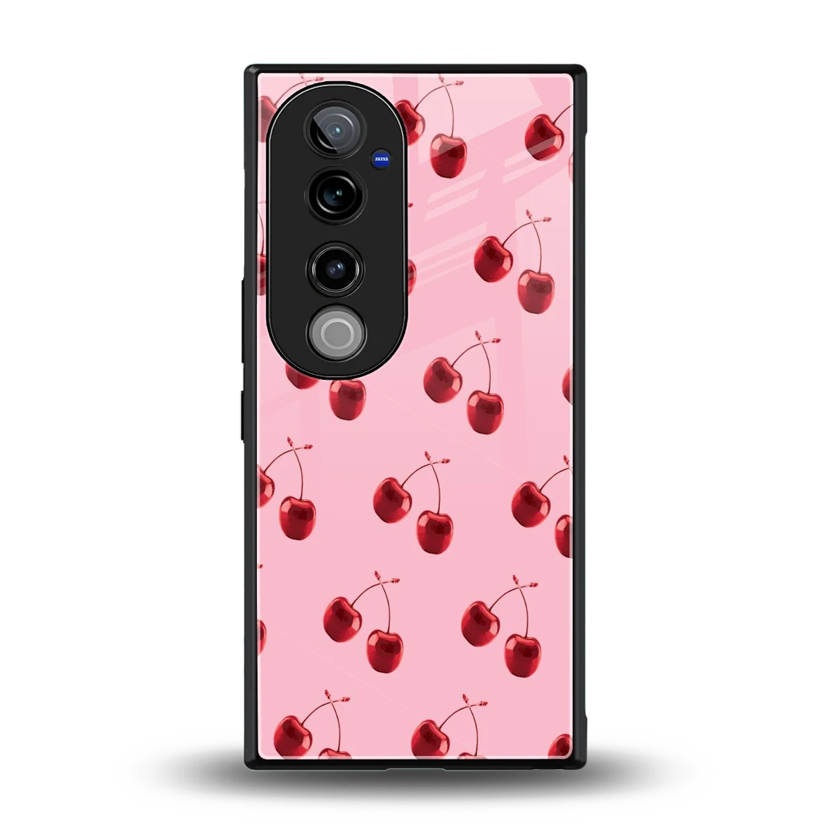 Cherries back phone cover | glass case for vivo v40 pro