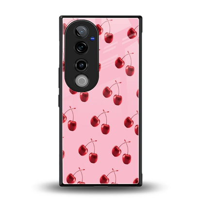 Cherries back phone cover | glass case for vivo v40 pro
