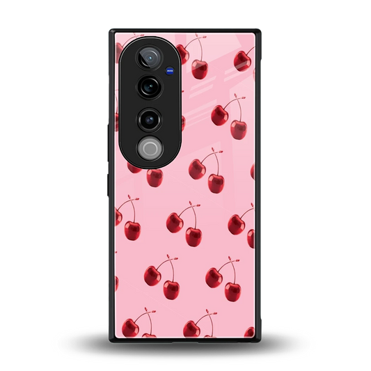 Cherries back phone cover | glass case for vivo v40 pro