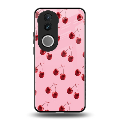 Cherries back phone cover | glass case for vivo v50
