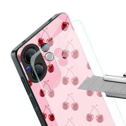 Cherries stylish phone case for vivo v60 | glossy glass and slim fit