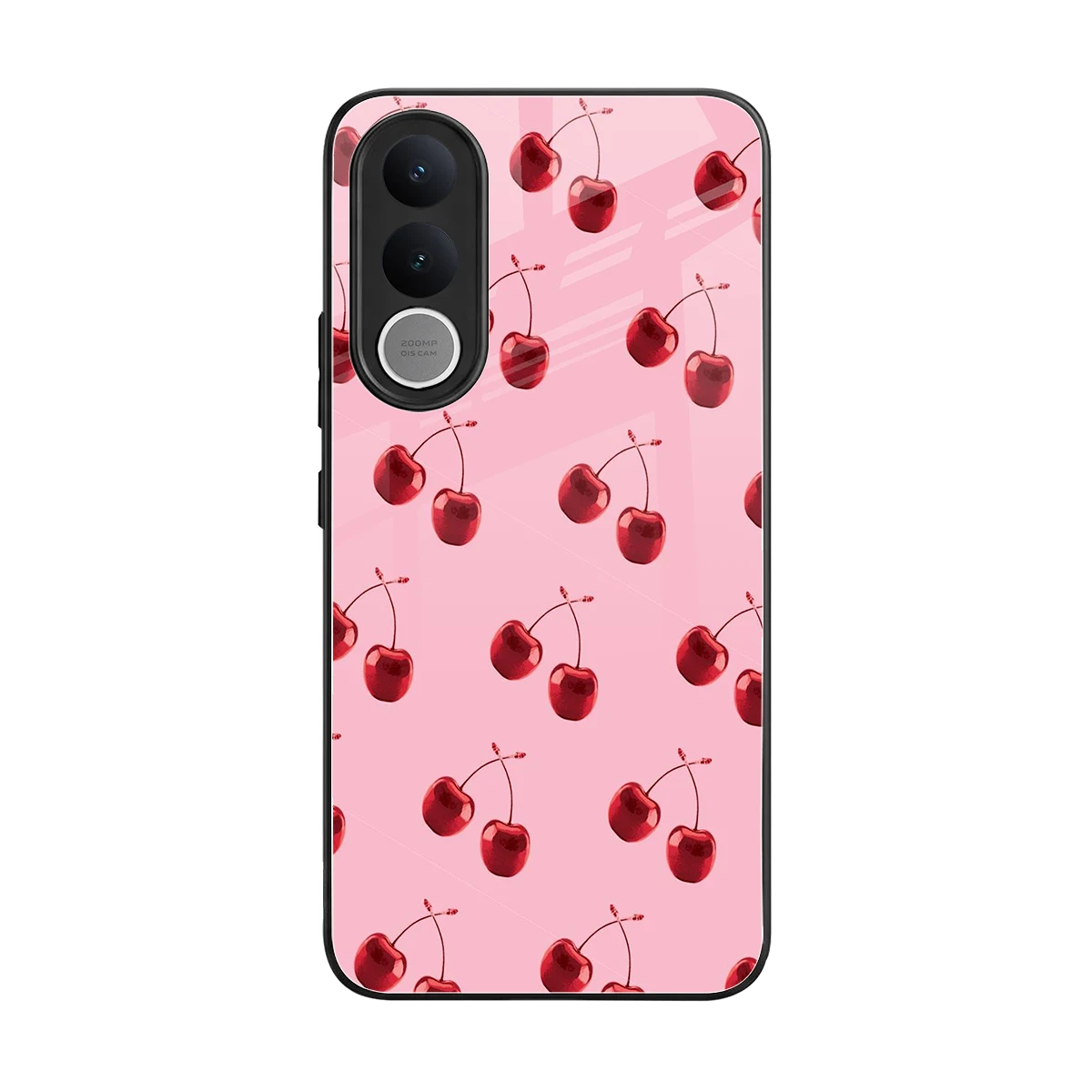 Cherries back phone cover | glass case for vivo v70 fe