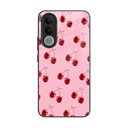 Cherries back phone cover | glass case for vivo v70 fe