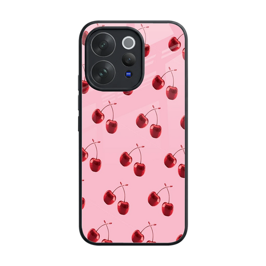 Cherries back phone cover | glass case for vivo v70 elite