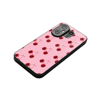 Cherries stylish phone case for vivo x200 fe | glossy glass and slim fit