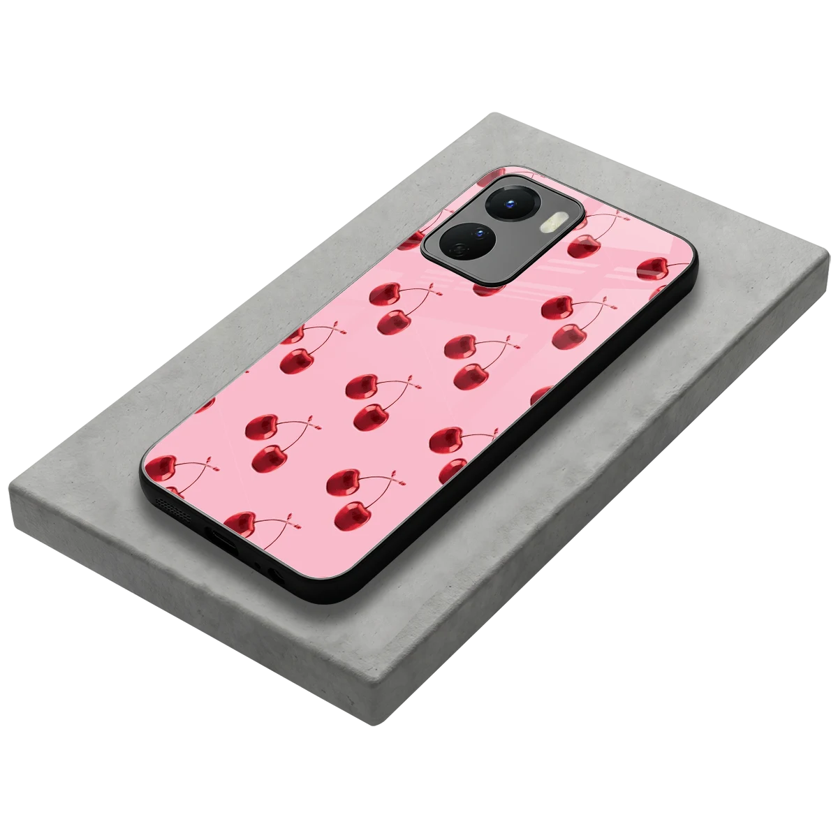 Cherries stylish phone case for vivo y16 | glossy glass and slim fit
