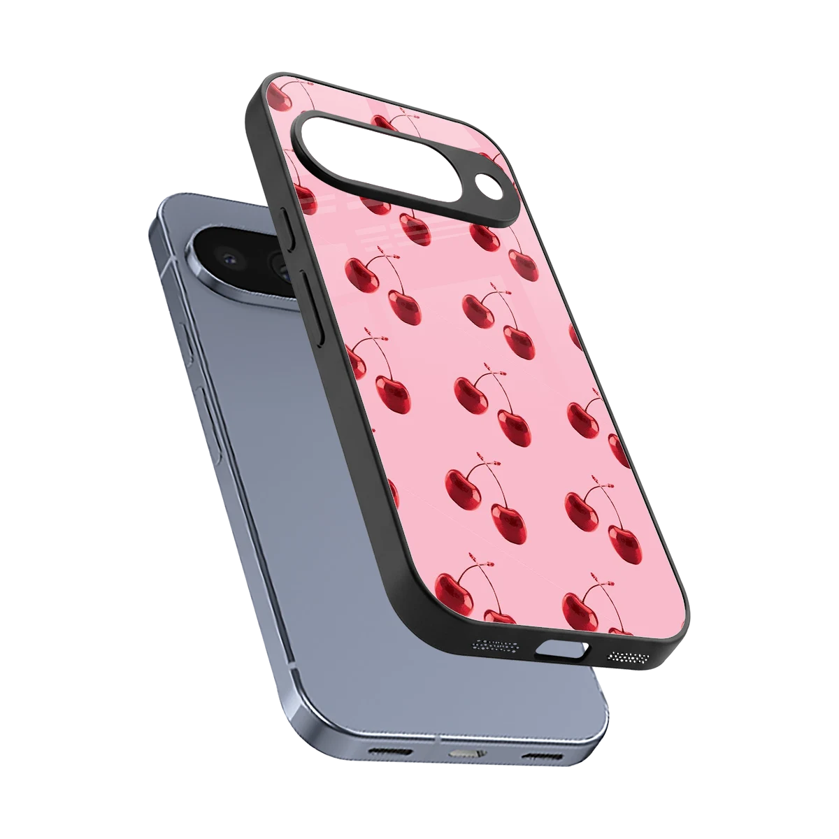 Cherries sleek google pixel 10 cover with tempered glass back and TPU edges